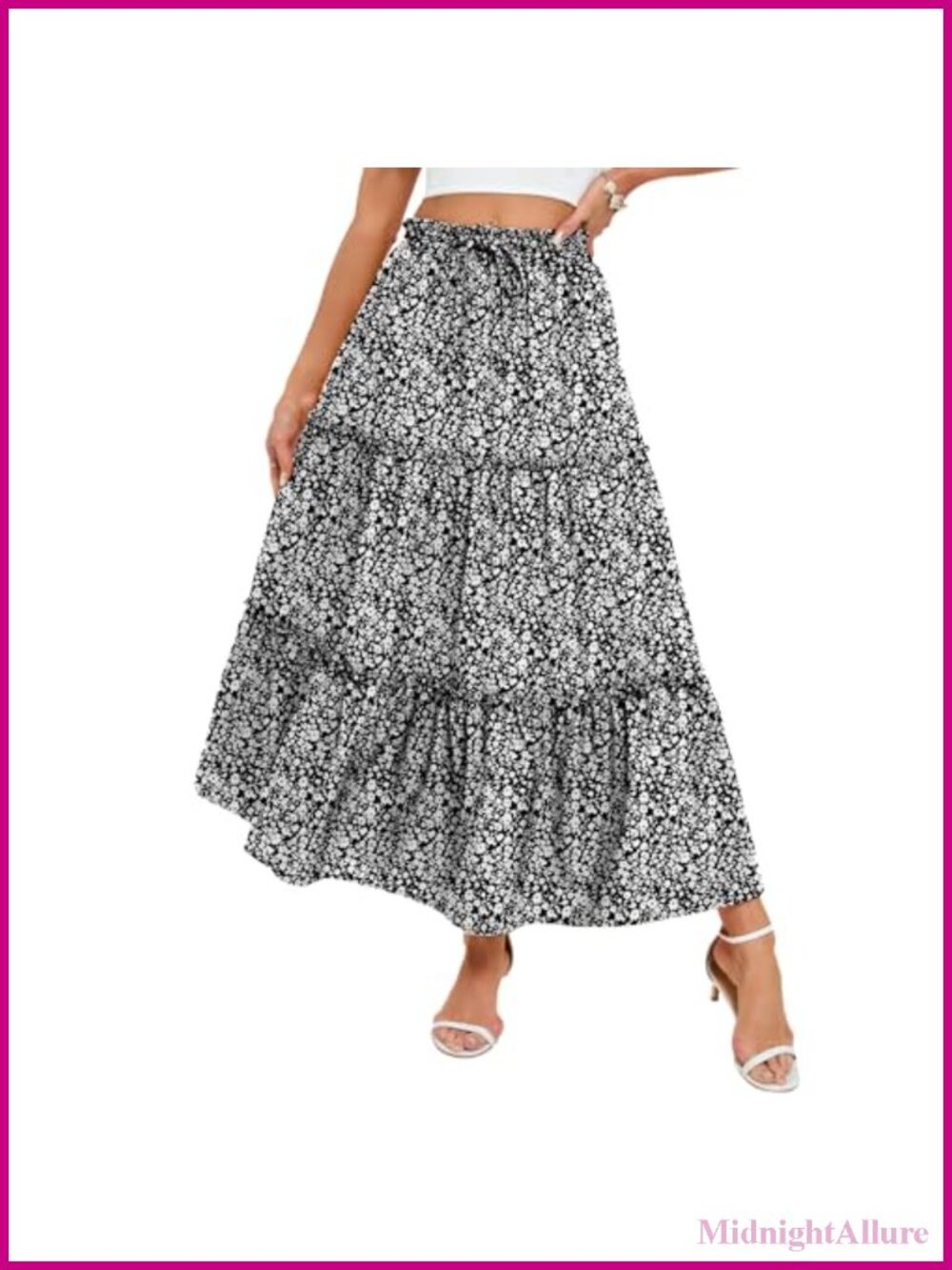 Flowy Maxi Skirt with Pockets Boho High Waist Women's Summer Beach Vacation